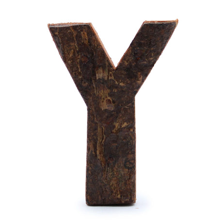 Letter Y Rustic Bark 7cm Decor - SHAMTAM.COM