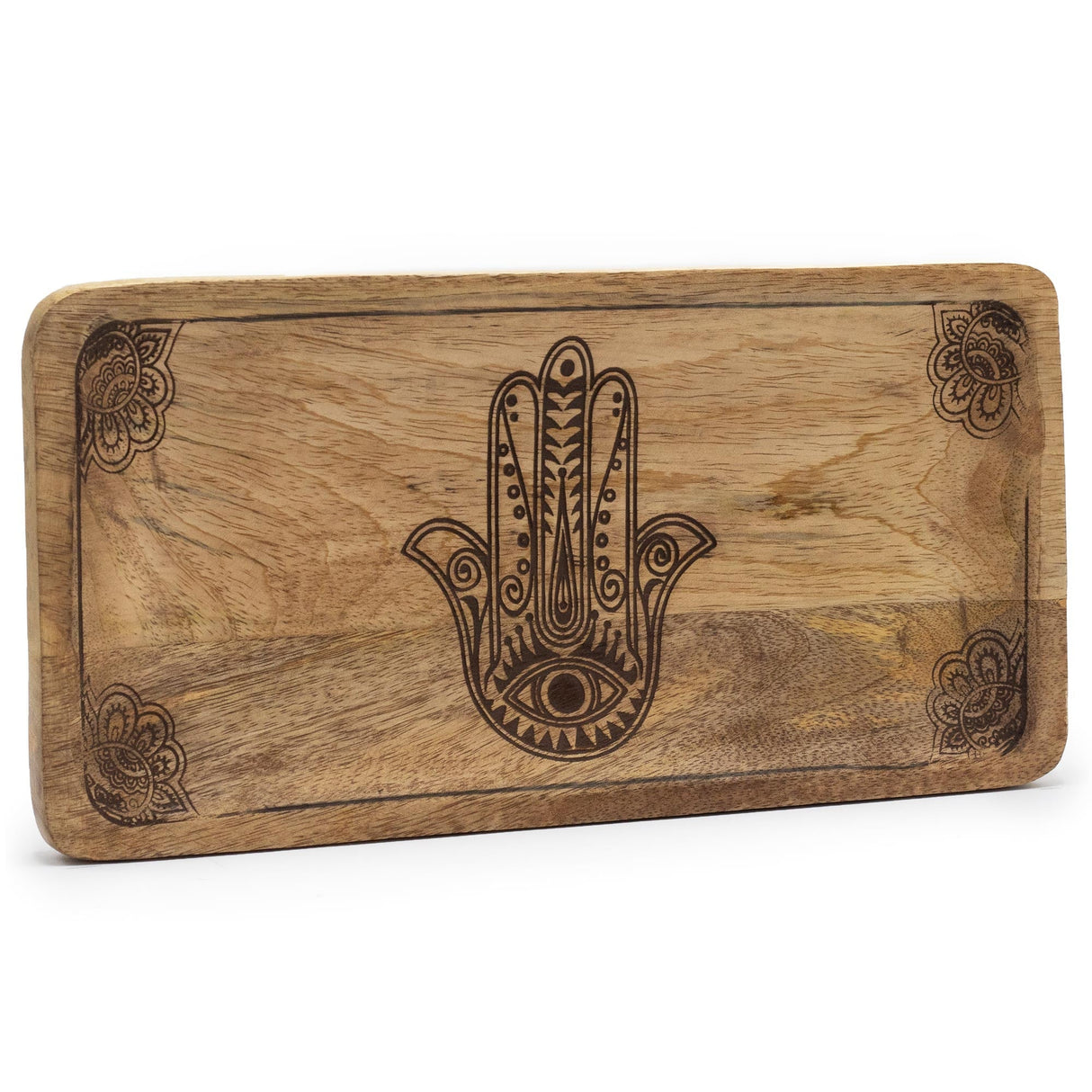 Long Tray 30x15x2.5cm - Hamsa Design Black Engraved - SHAMTAM.COM