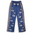 (ML) Nomad Sari On the Med Collection - Lounge Pants - Rich Blue & Gold Hand Painted Evil Eye Design - SHAMTAM.COM