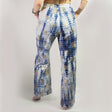 (ML) Nomad Sari On the Med Collection - Lounge Pants - Gold & Blue Greek Motiff - Handpainted - SHAMTAM.COM