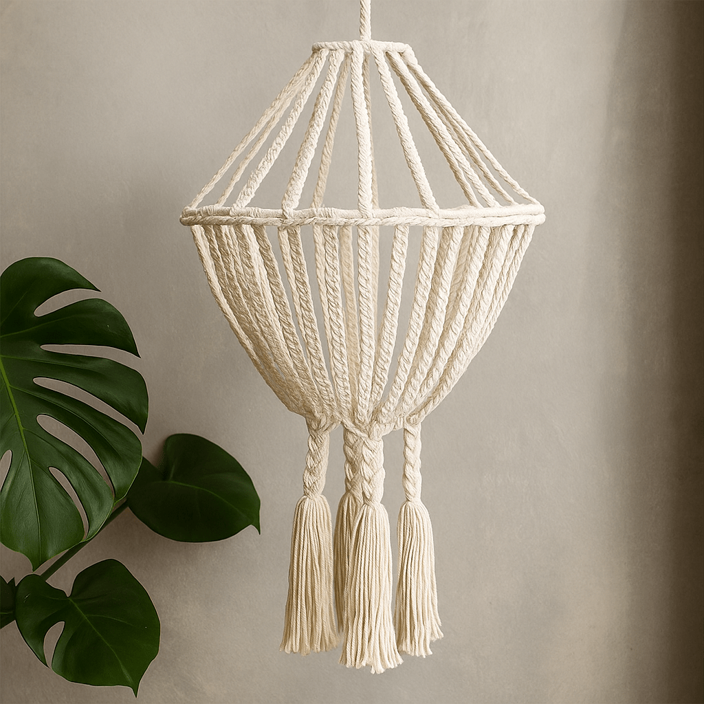Macrame Chandelier Large Drop Natural - SHAMTAM.COM