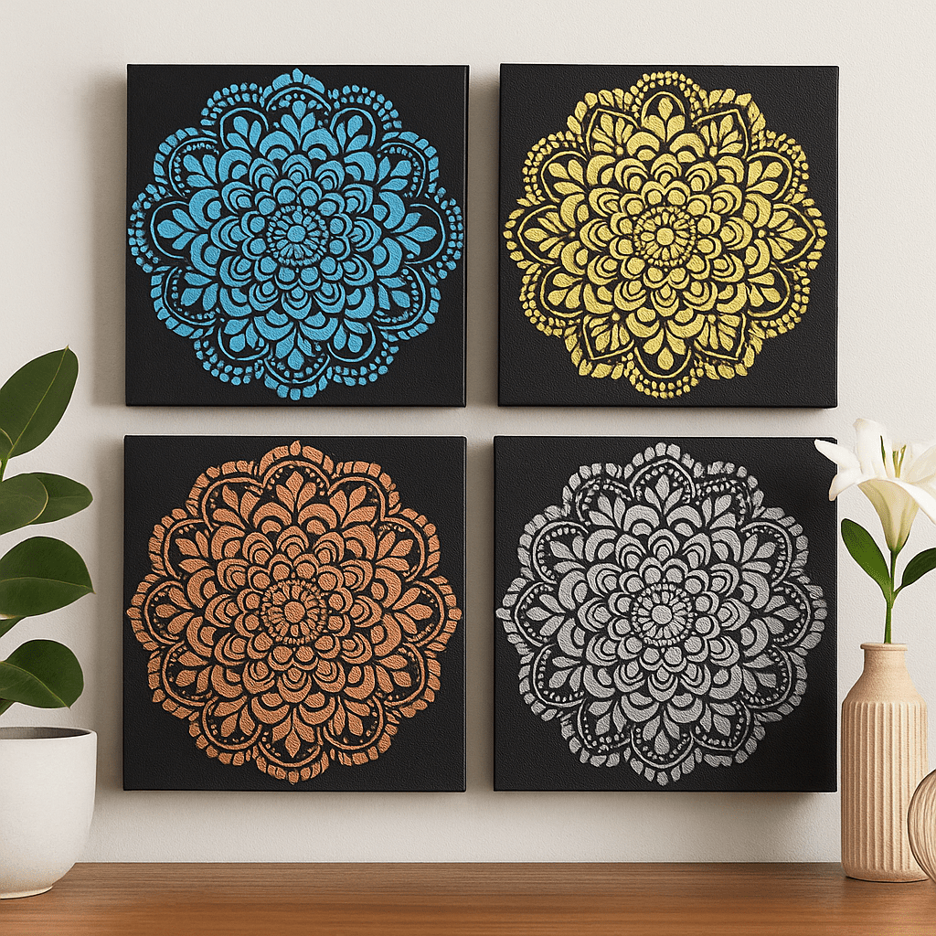 Mandala Canvas Wall Art Set of 4 30x30cm - SHAMTAM.COM