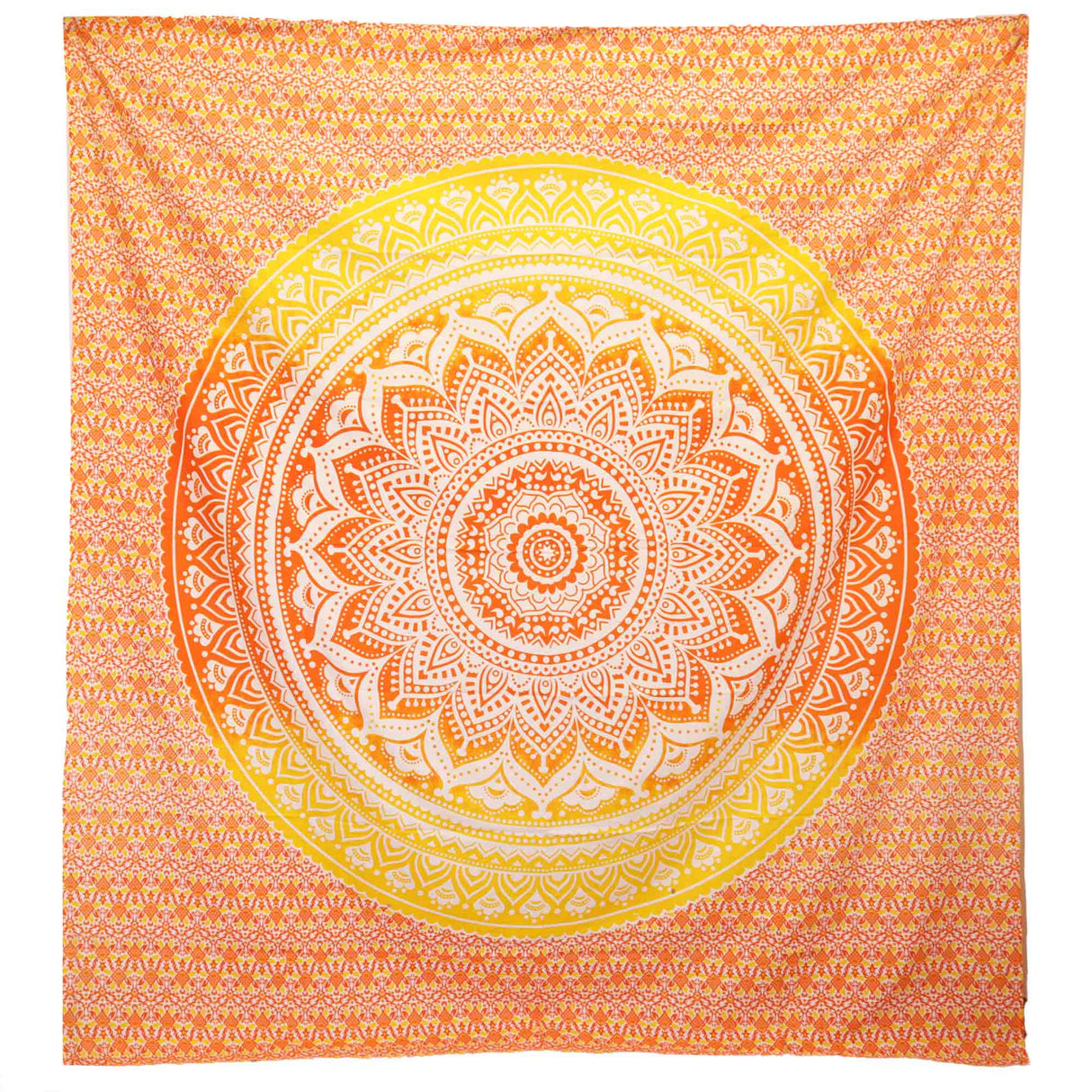 Vibrant Orange Umrao Mandala Tapestry - Versatile Wall Hanging, Beach Spread, or Bedspread - SHAMTAM.COM