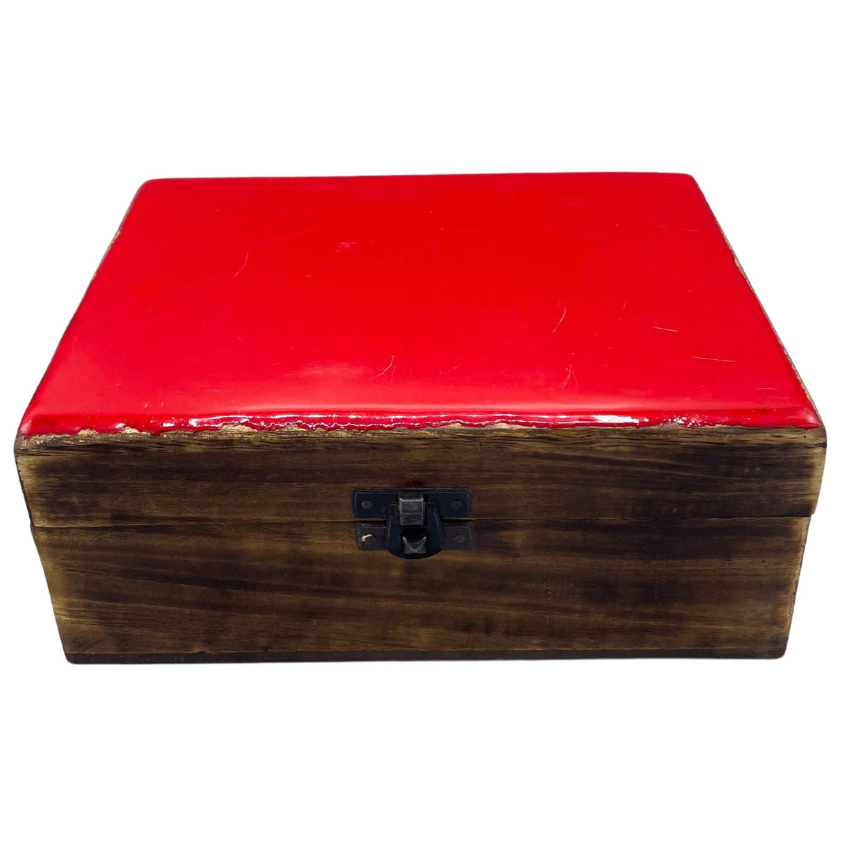 Large Ceramic Glazed Wood Box - 20x15x7.5cm - Red - SHAMTAM.COM