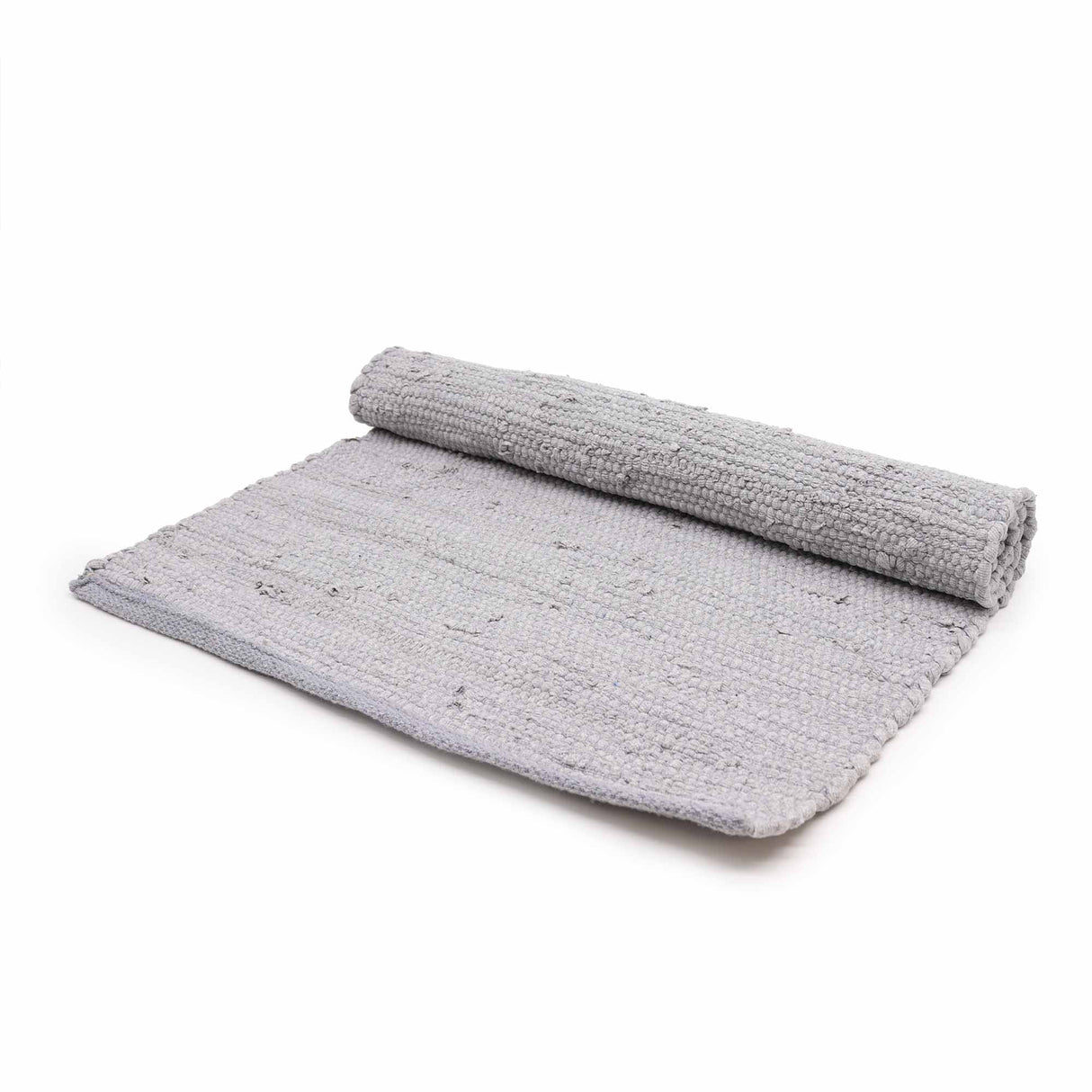 Handcrafted Medium Grey Indian Handloom Cotton Rug - Minimalist Woven Design for Living Room & Bedroom - SHAMTAM.COM