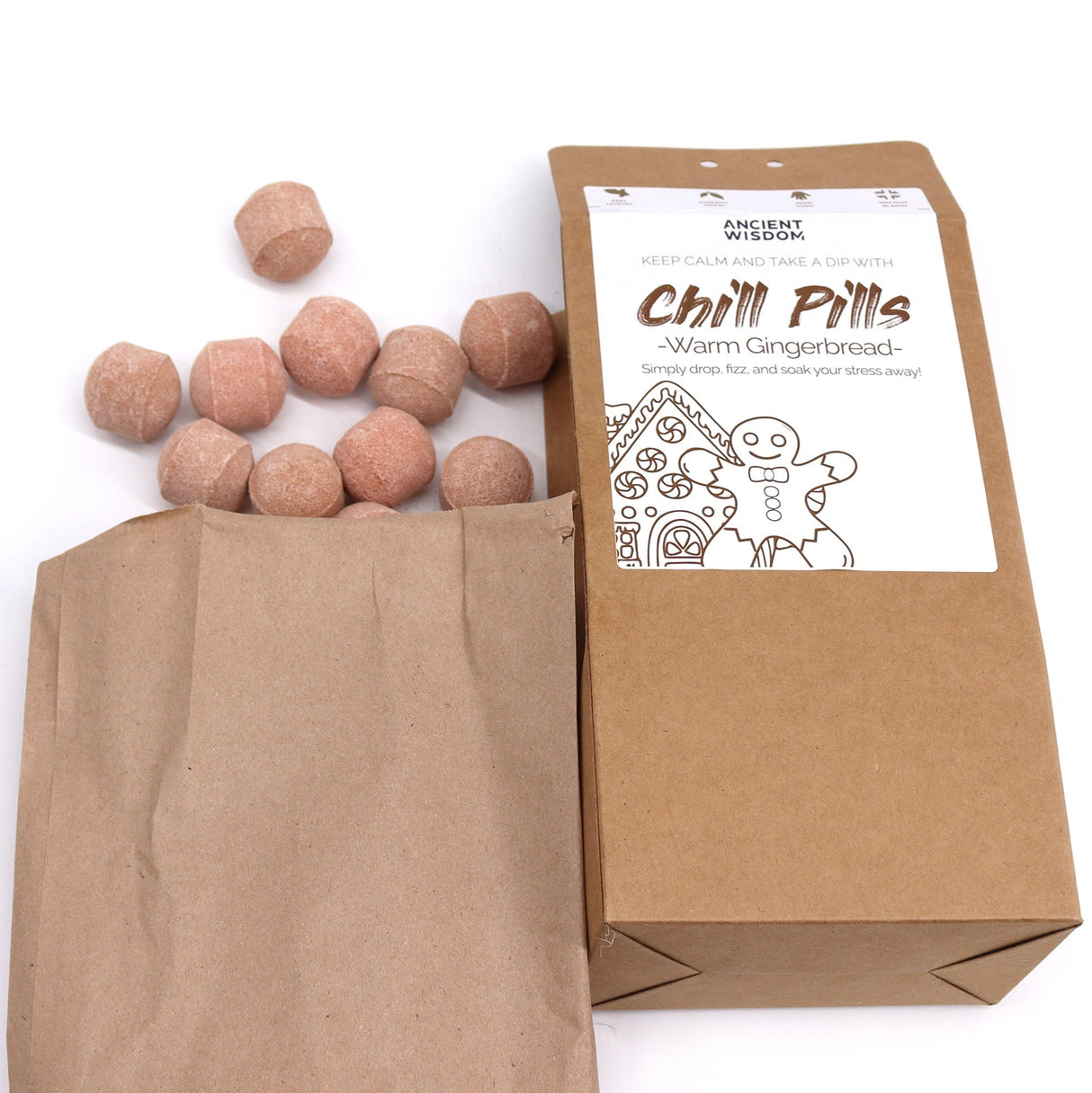 Bath Bombs Chill Pills Gift Pack 350g - Warm Gingerbread - SHAMTAM.COM