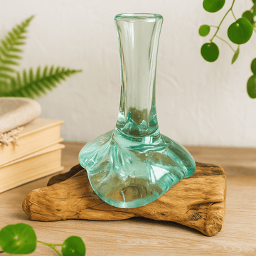 Molten Glass Small Flower Vase on Wood - SHAMTAM.COM