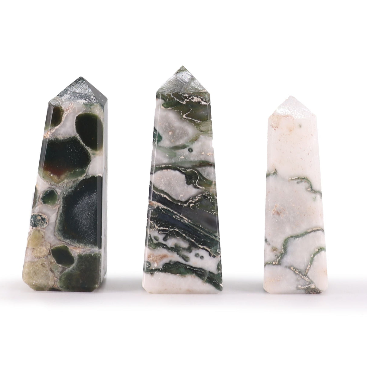 Moss Agate Crystal Towers Set of 3 3.5 - 5cm - SHAMTAM.COM