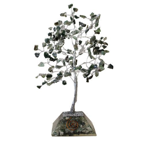 Crystal Tree Moss Agate with Orgonite Base - 160 Gemstones - SHAMTAM.COM