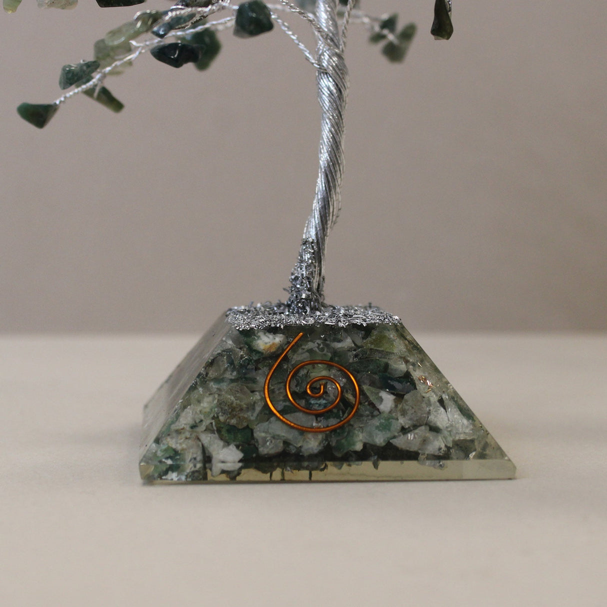 Crystal Tree Moss Agate with Orgonite Base - 160 Gemstones - SHAMTAM.COM