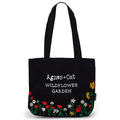 Mushroom Tote Bag Embroidered Black - SHAMTAM.COM