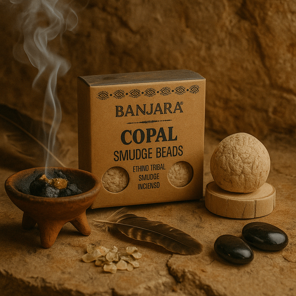 Natural Banjara Copal Smudge Beads - Ethno Tribal Incense for Cleansing and Purifying Spaces - SHAMTAM.COM