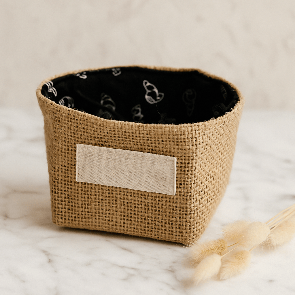Natural Jute Gift Bag Black Cotton Lining Small - SHAMTAM.COM