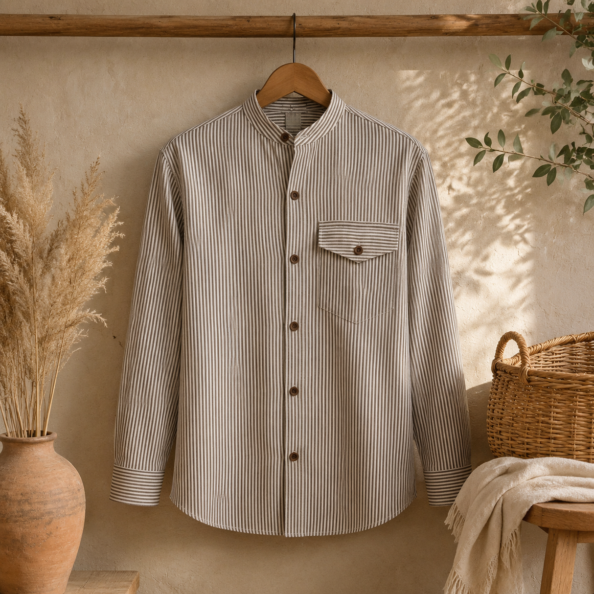 Camisa Grandad Nomad Sari - Piedra Gris - Mediana