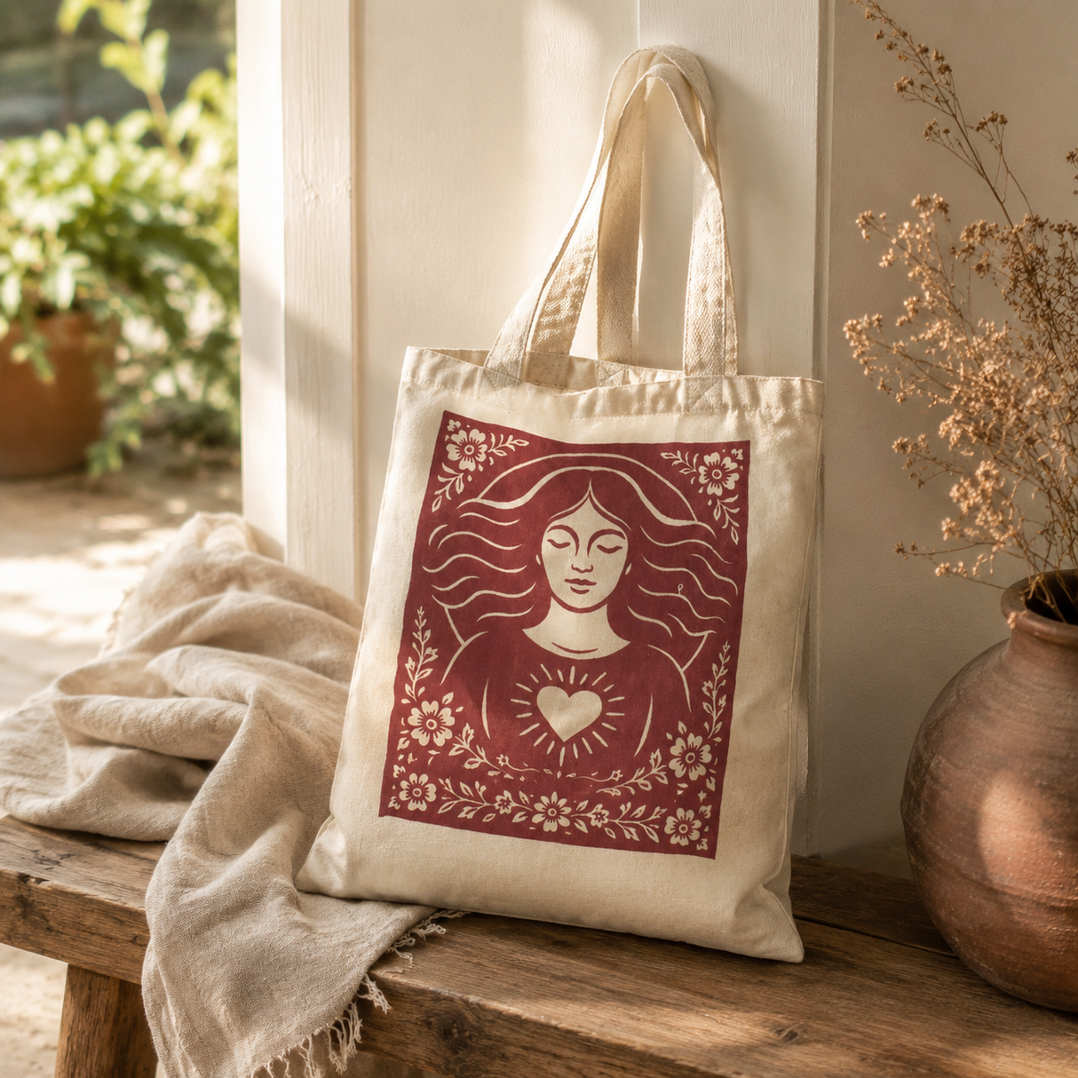 Nomad Sari Ikoniczna Torba Toni Tote - Miłość to Supermoc - Naturalna 10oz