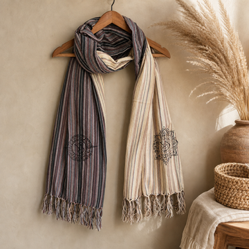Nomad Sari - Travel Blessing Scarf - 170 × 50 cm - Nomad Comass — styled in a warm, naturally lit interior