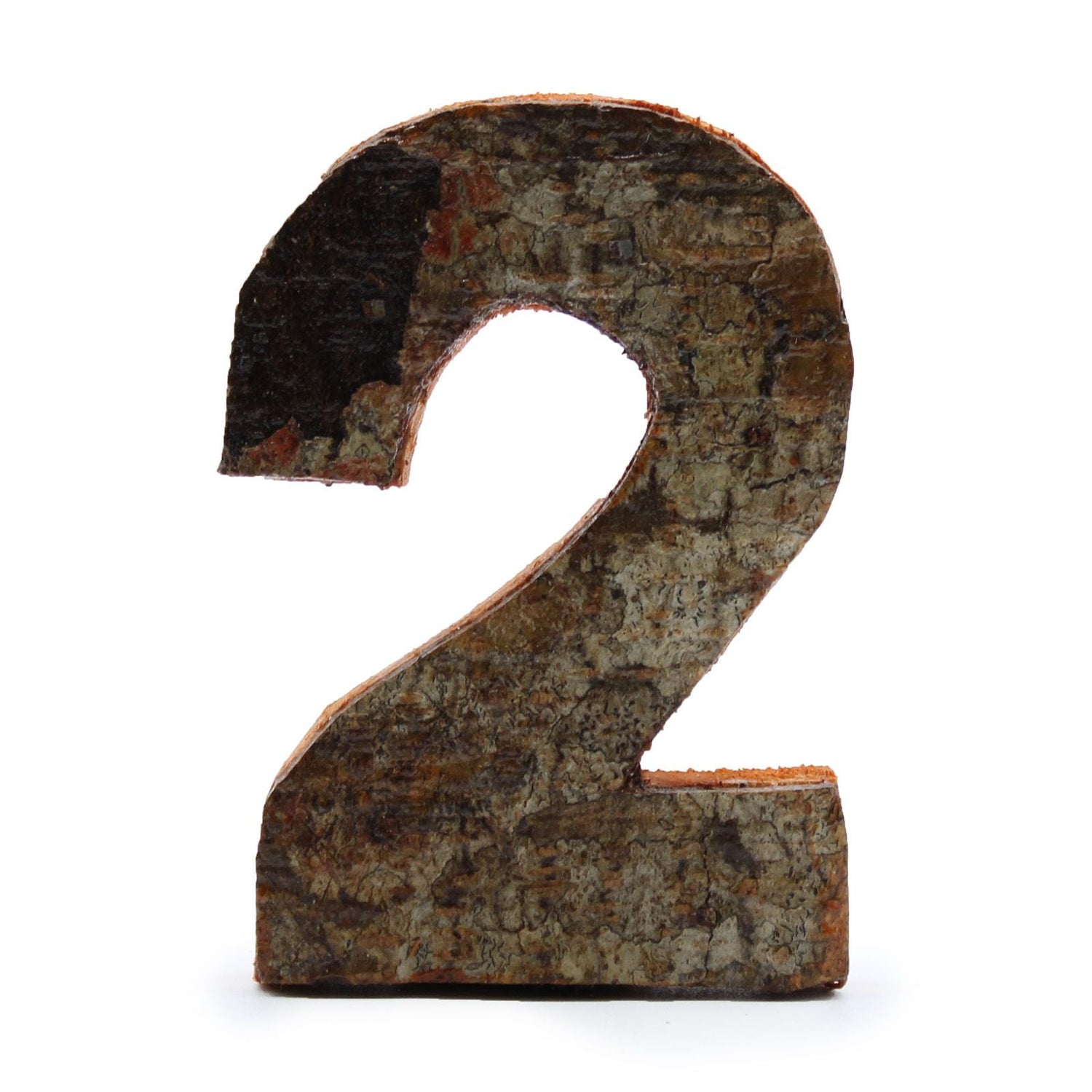 Number 2 Freestanding Decor Rustic Bark 7 cm - SHAMTAM.COM