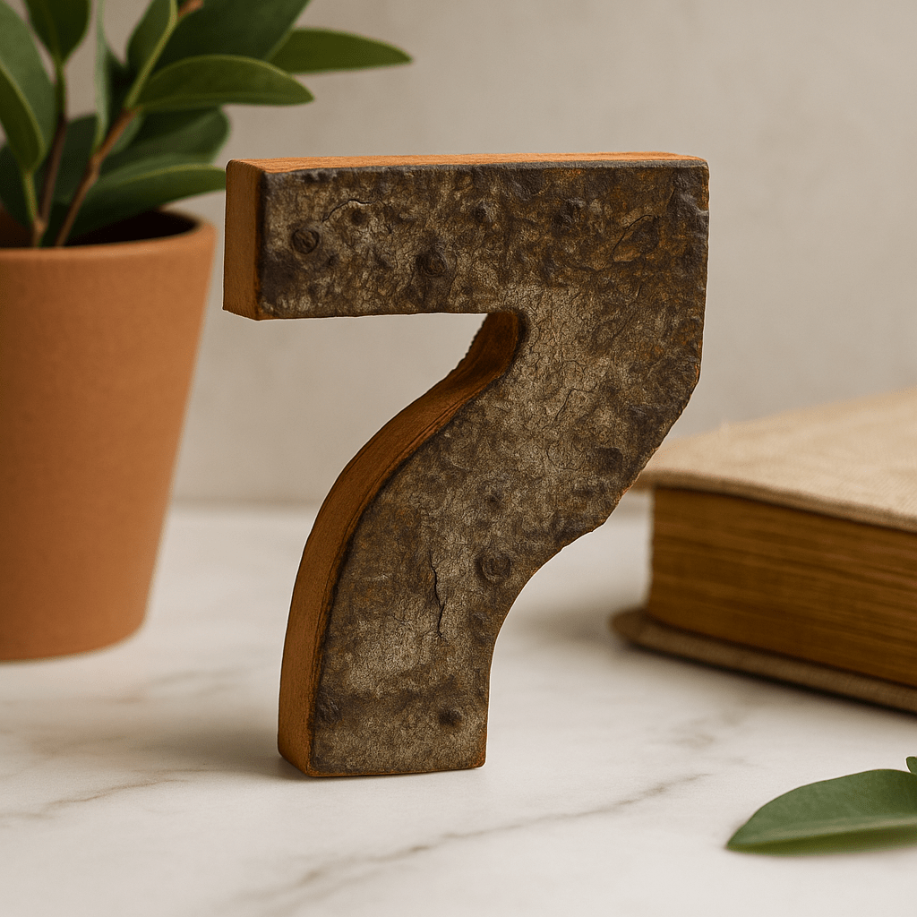 Number 7 Decor Rustic Bark 7 cm - SHAMTAM.COM