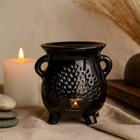 Oil Burner Cauldron Tree of Life Black - SHAMTAM.COM