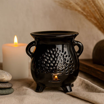 Oil Burner Cauldron Tree of Life Black - SHAMTAM.COM