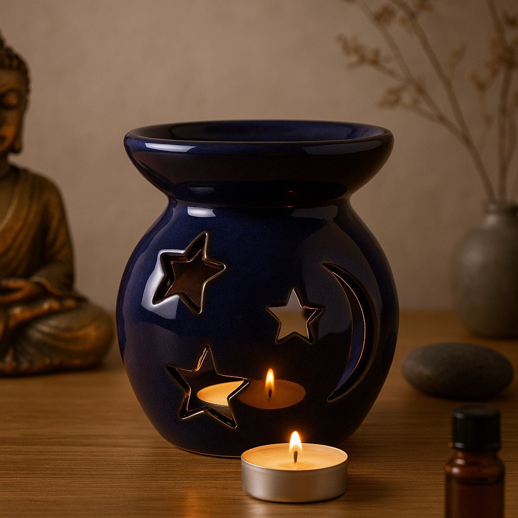 Oil Burner Ceramic Moon And Star - SHAMTAM.COM