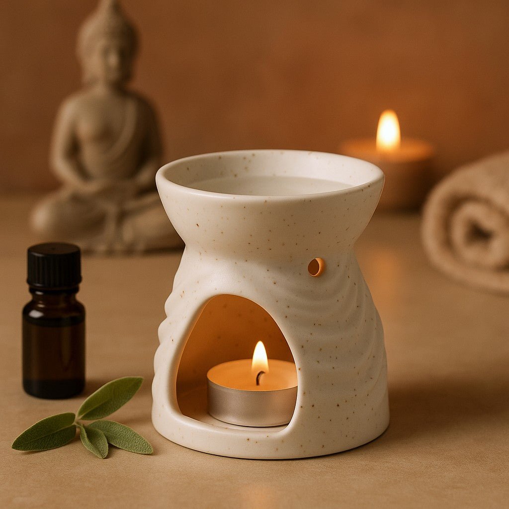 Oil Burner Geometric Ivory - SHAMTAM.COM
