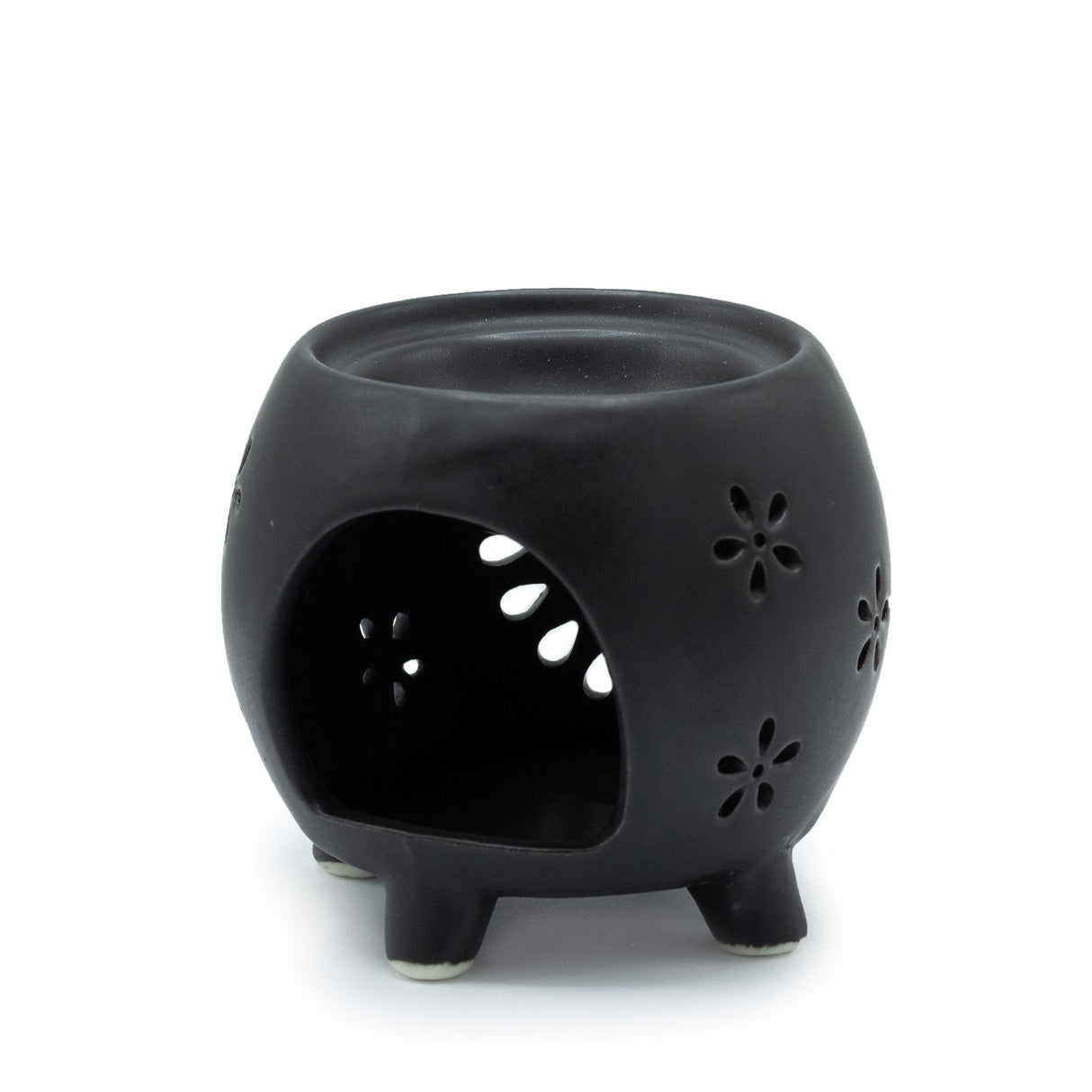 Squat Pot Oil Burner Flower Burst - Matt Black - SHAMTAM.COM
