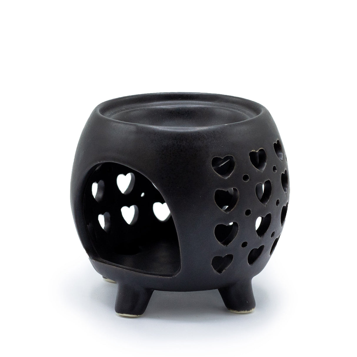 Squat Pot Oil Burner Multi Hearts - Matt Black - SHAMTAM.COM