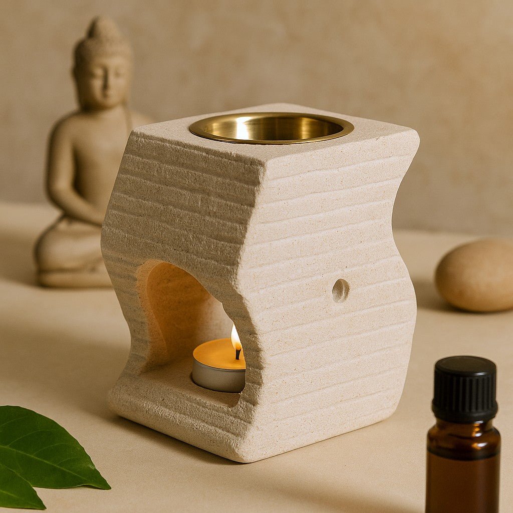 Oil Burner - Sandstone Stepped Wave - SHAMTAM.COM