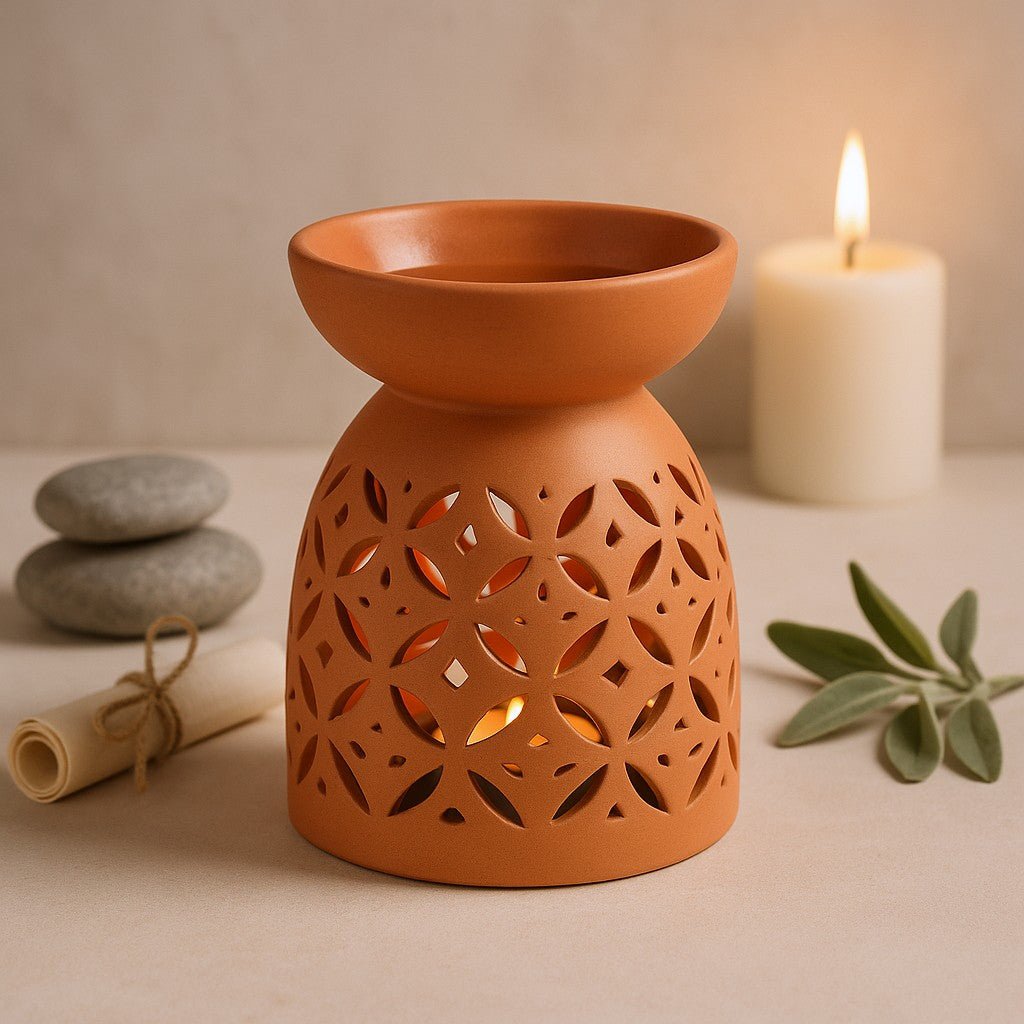 Oil Burner Terracotta 20cm - SHAMTAM.COM