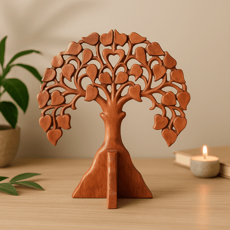 Om Round Wooden Wall Panel, 30 cm - SHAMTAM.COM