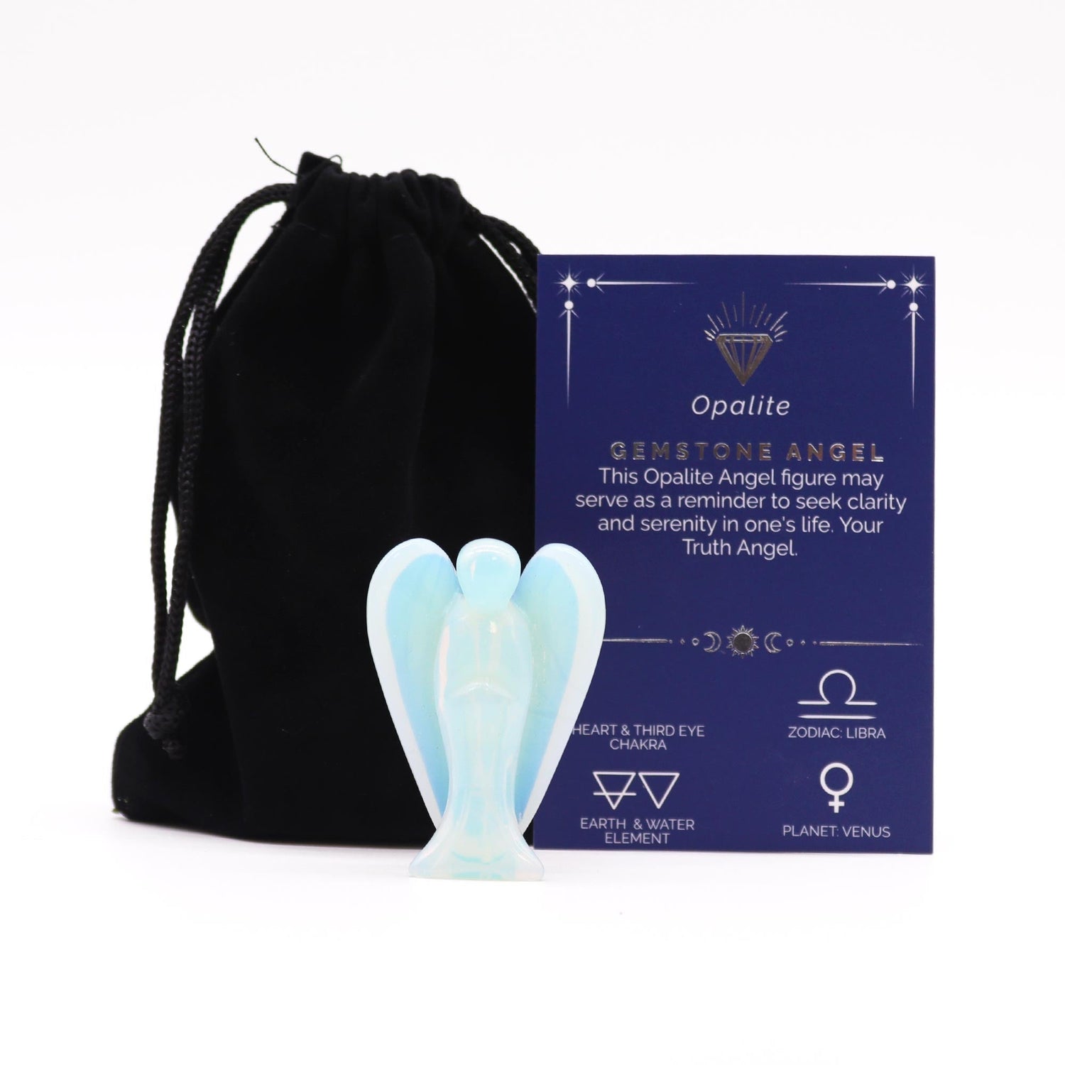 Hand Carved Gemstone Angel - Opalite - SHAMTAM.COM