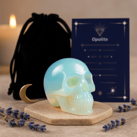 Opalite Crystal Skull 50x40x30mm - SHAMTAM.COM
