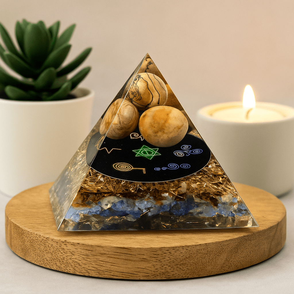 Orgonite Pyramid Midnight Reiki 70mm - SHAMTAM.COM
