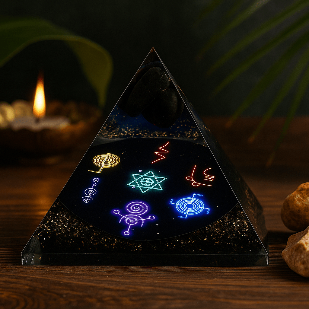 Orgonite Pyramid Midnight Reiki 90mm - SHAMTAM.COM