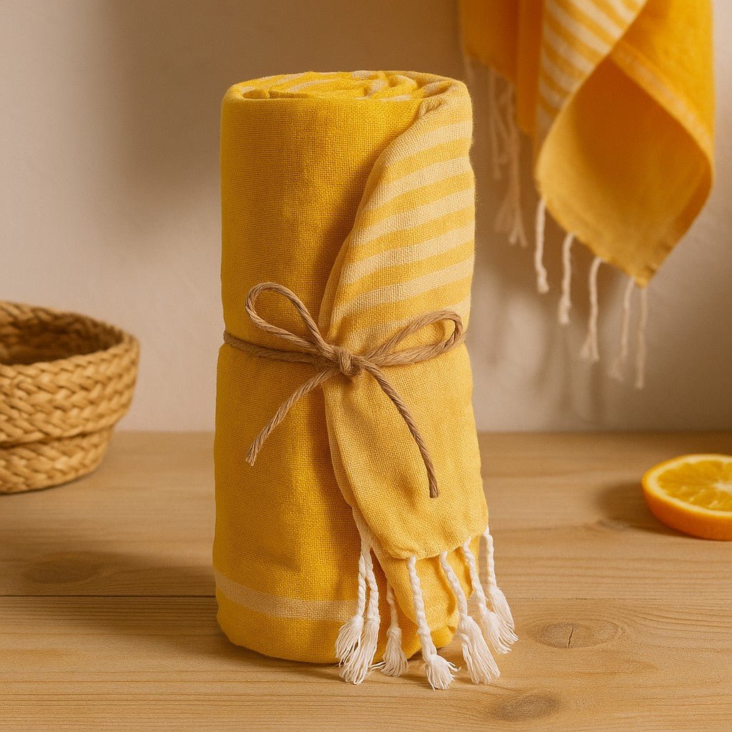Pareo Beach Towel 100x180 cm Sunny Yellow - SHAMTAM.COM