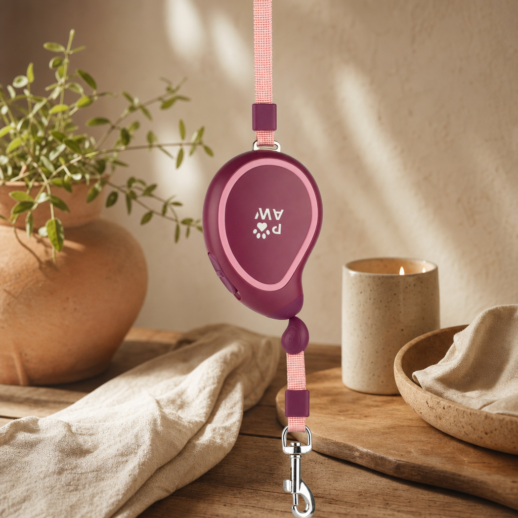 Paw Pet Leash - Mini Mango - Plum - 3m — styled in a warm, naturally lit interior