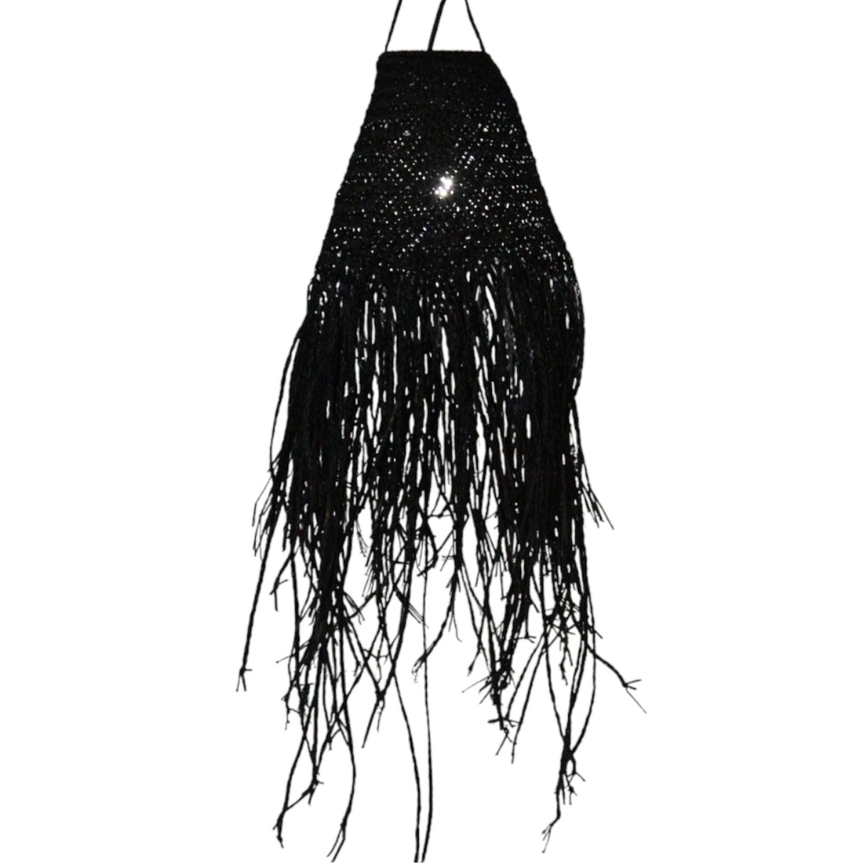 Pendant Lampshade Black Braided Doum 20x15cm - SHAMTAM.COM