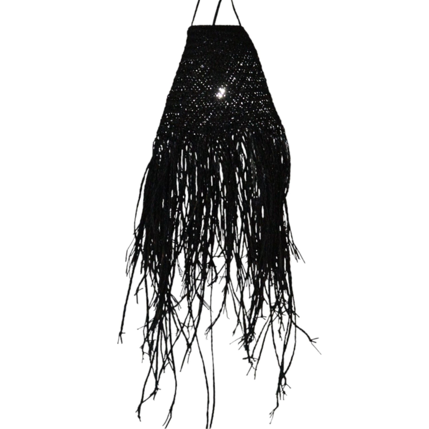 Pendant Lampshade Black Braided Doum 20x15cm - SHAMTAM.COM
