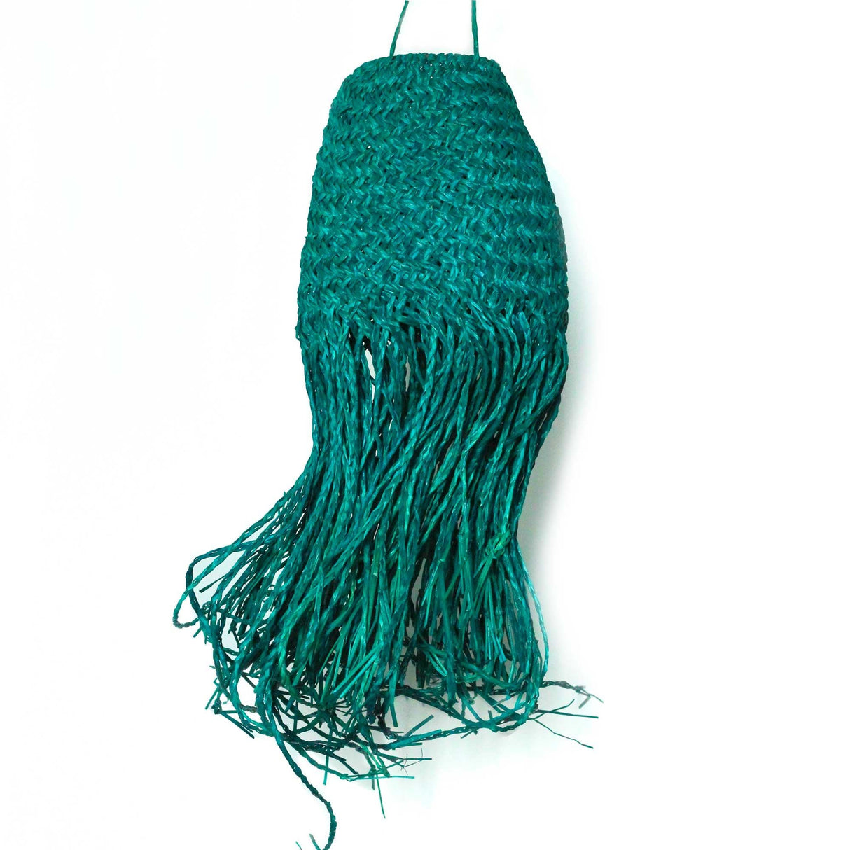 Pendant Light Shade Teal Braided Doum 20x15cm - SHAMTAM.COM