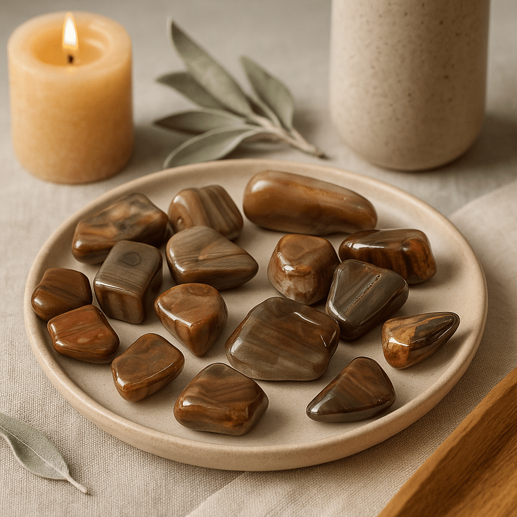 Petrified Wood Tumbled Stones, 24 Pieces - SHAMTAM.COM