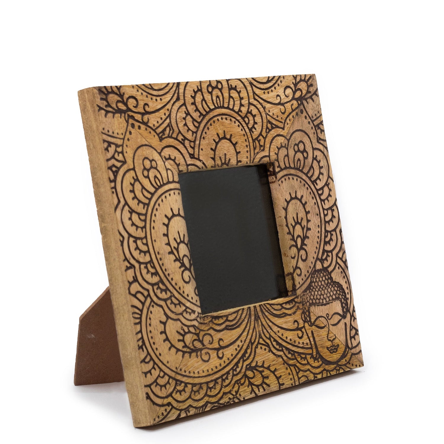 Small Mango Wood Picture Framel (for 10x15cm) 20x20x2cm - Buddha - Black - SHAMTAM.COM
