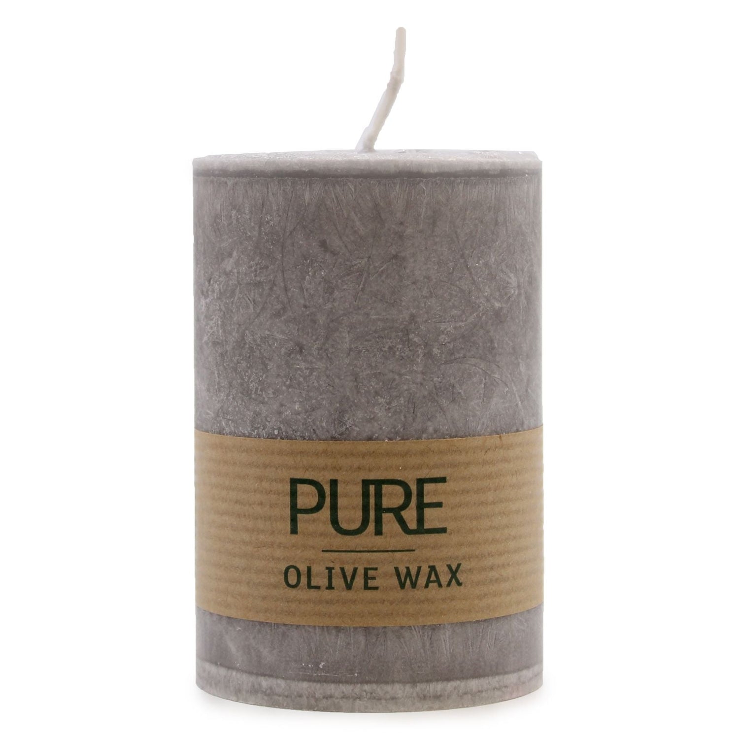 Pillar Candle Grey Olive Wax 90x60mm - SHAMTAM.COM