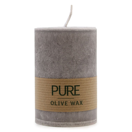 Pillar Candle Grey Olive Wax 90x60mm - SHAMTAM.COM