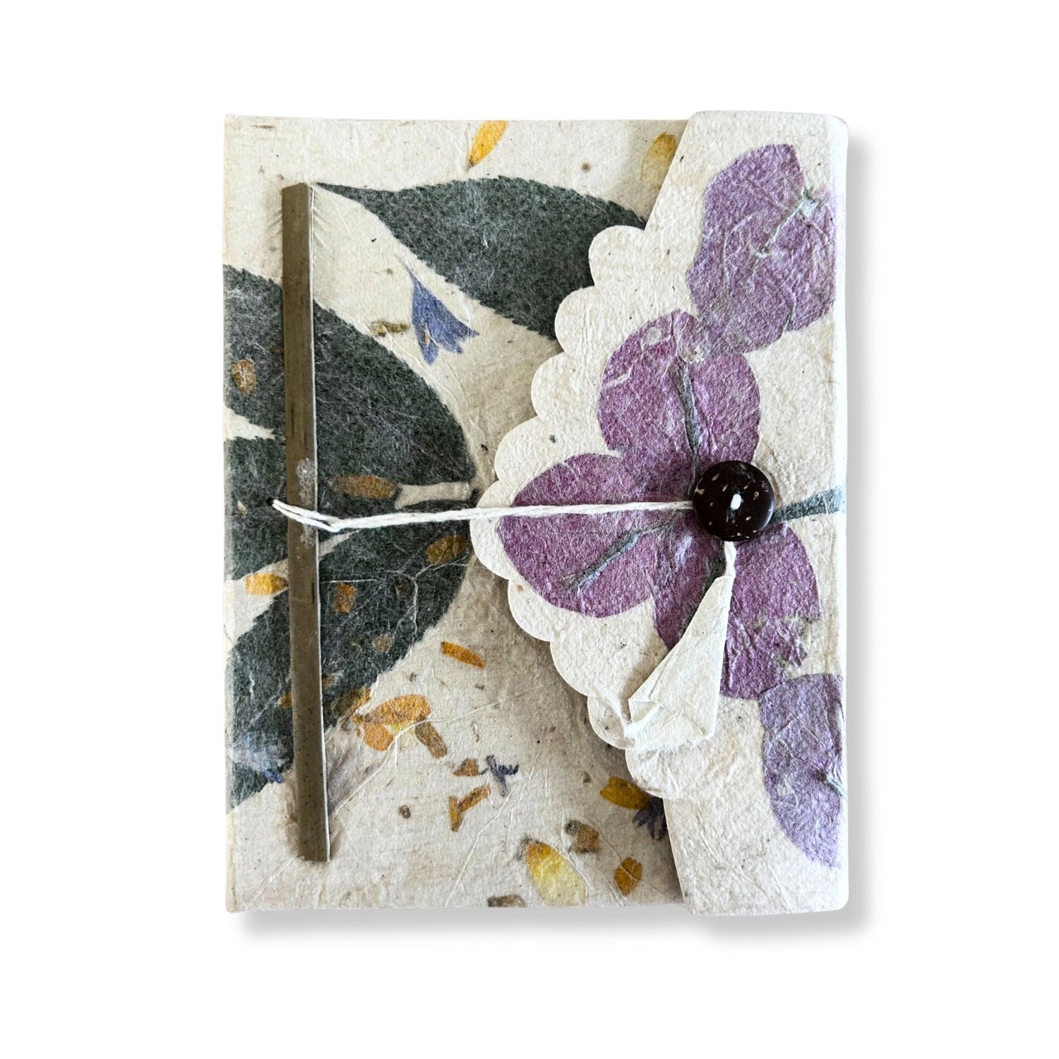 Pressed Bougainvillea Lokta Journal, Handmade in Nepal 15x12cm - SHAMTAM.COM