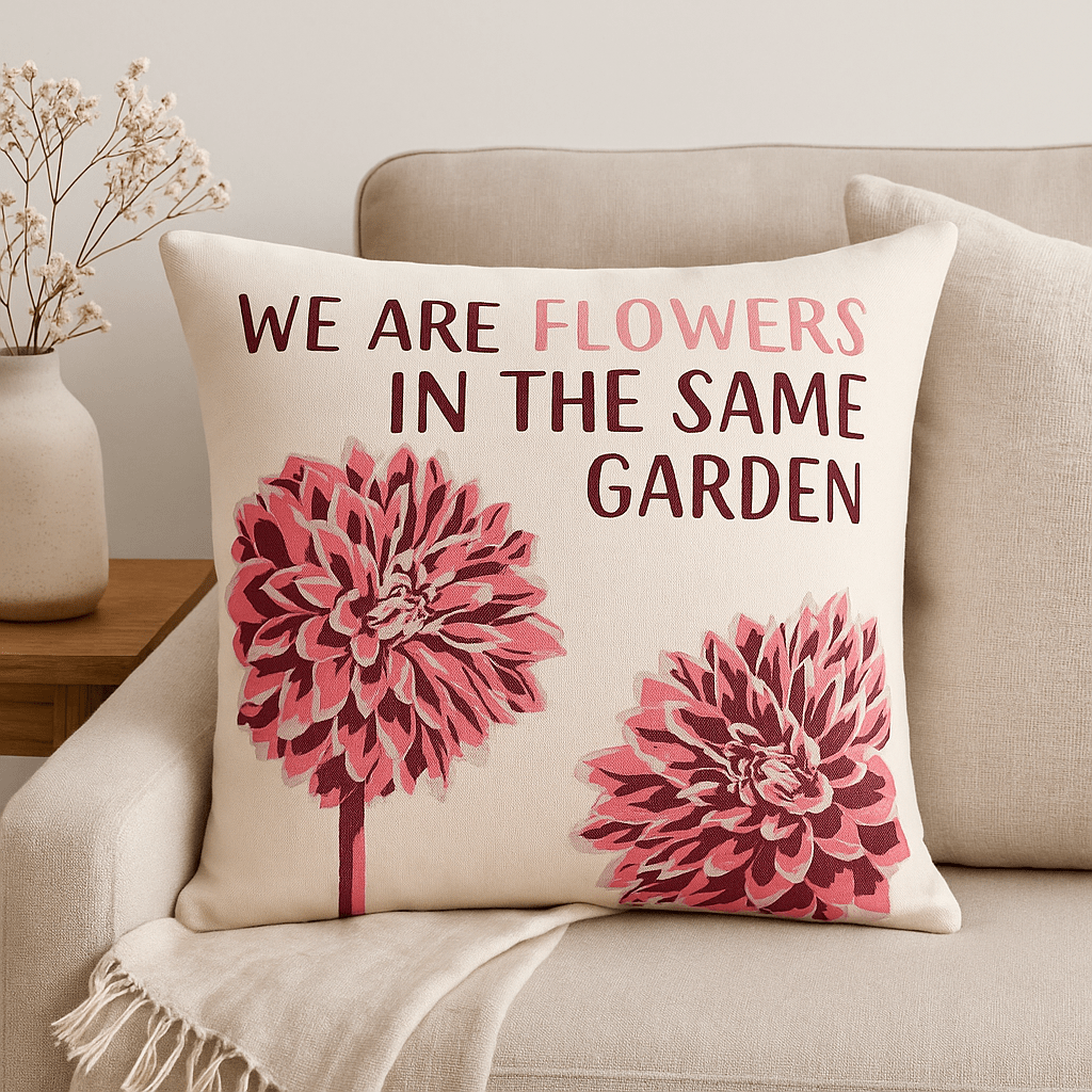 Printed Cotton Cushion Cover We Are Flowers Natural - SHAMTAM.COM
