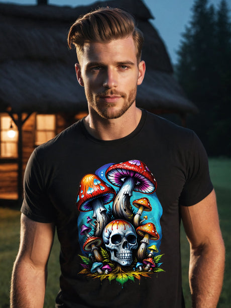 Psychedelic Skull Mushrooms T-shirt Unisex - SHAMTAM.COM