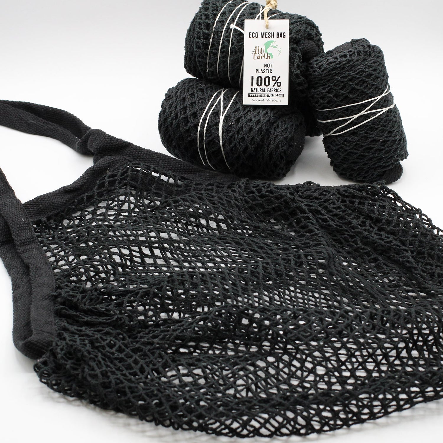 Pure Cotton Mesh Bag - Black - SHAMTAM.COM