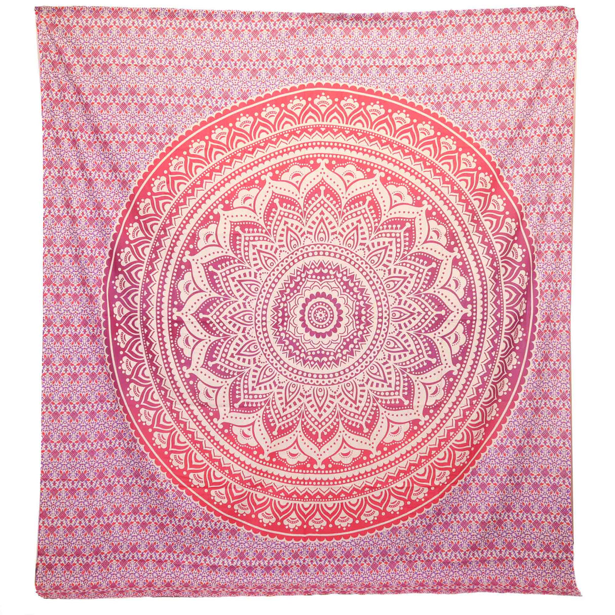 Umrao Mandala Purple Tapestry - Intricate Pink, Red, and White Wall Hanging, Beach Spread, or Decorative Throw - SHAMTAM.COM