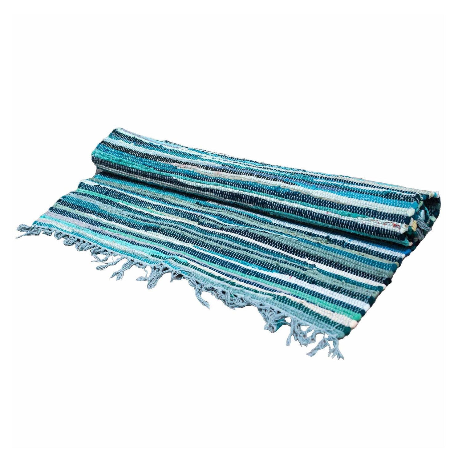 Rag Rug - 150x90cm - Aqua Blues - SHAMTAM.COM